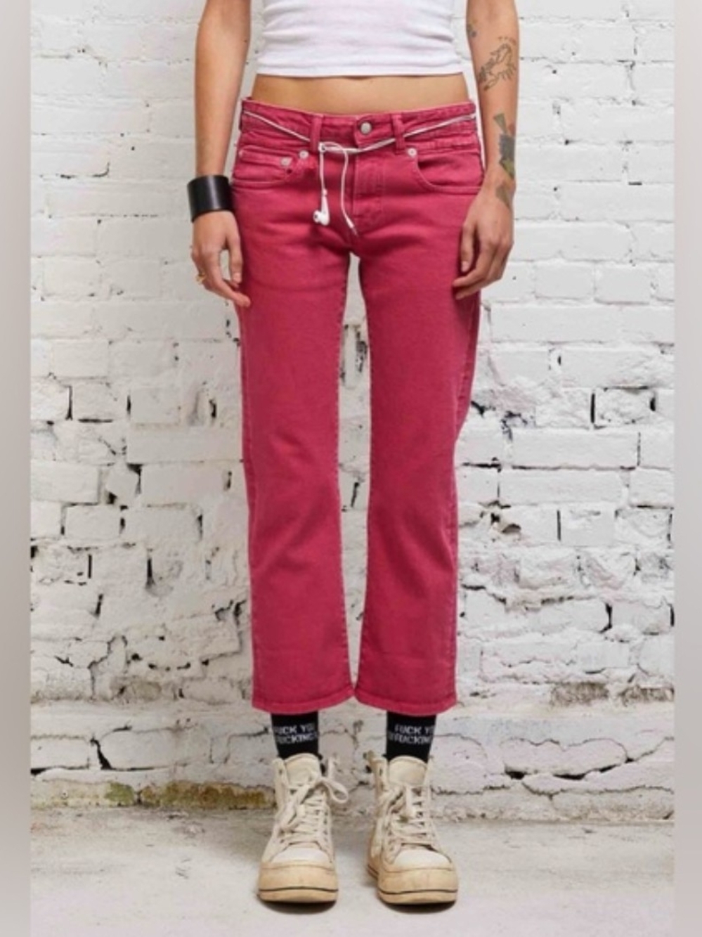 R13 Boy Straight Vivid Pink Jeans - Size 27
